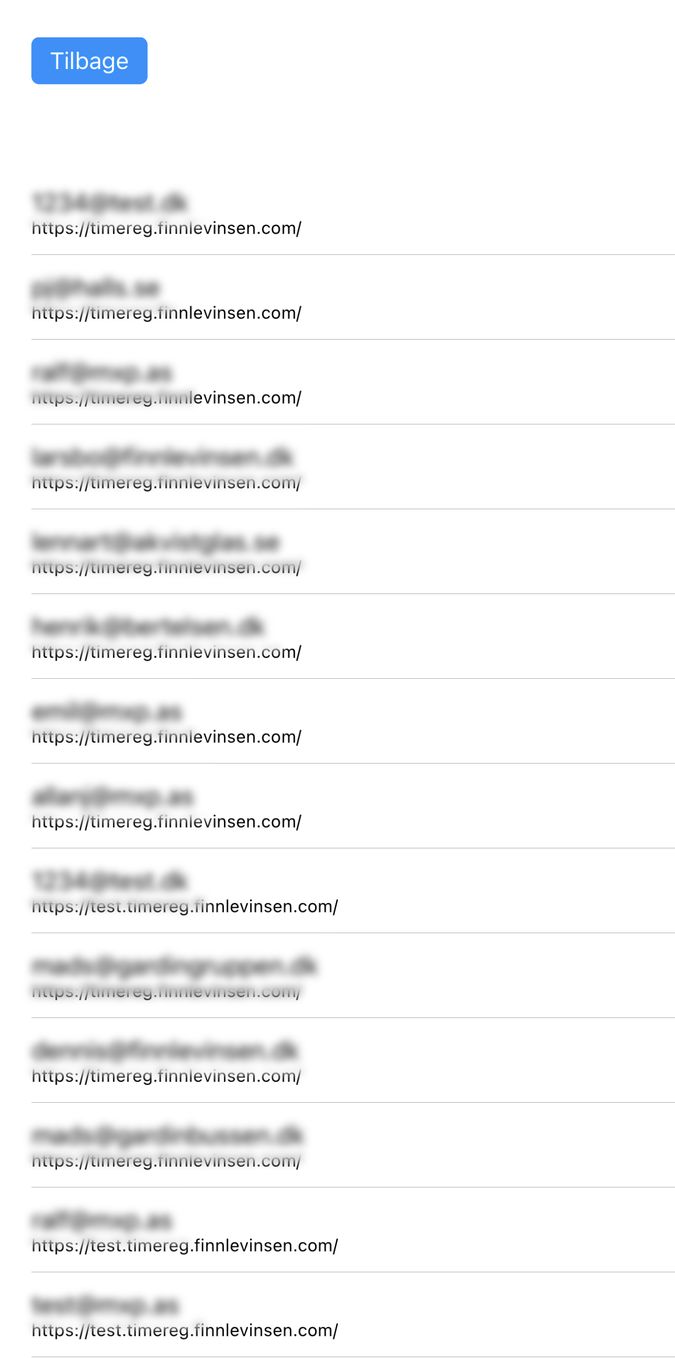 Skift bruger formular i app
