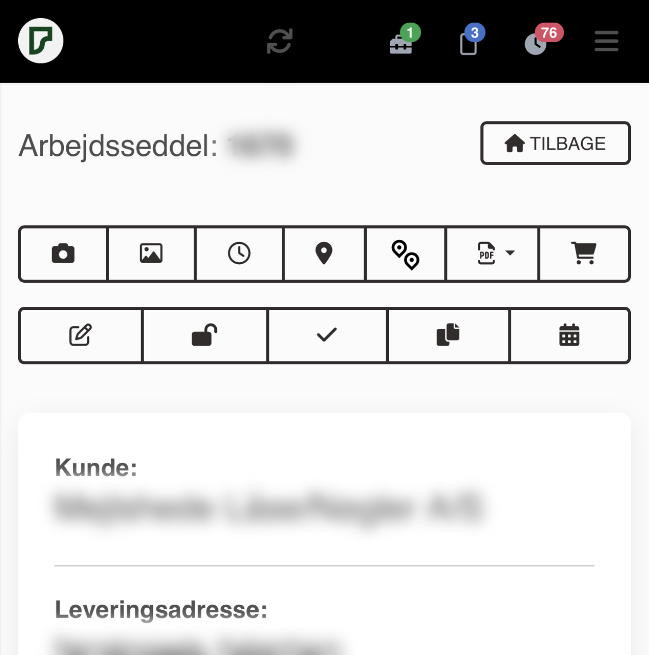 Ikon med varekurv på en arbejdsseddel