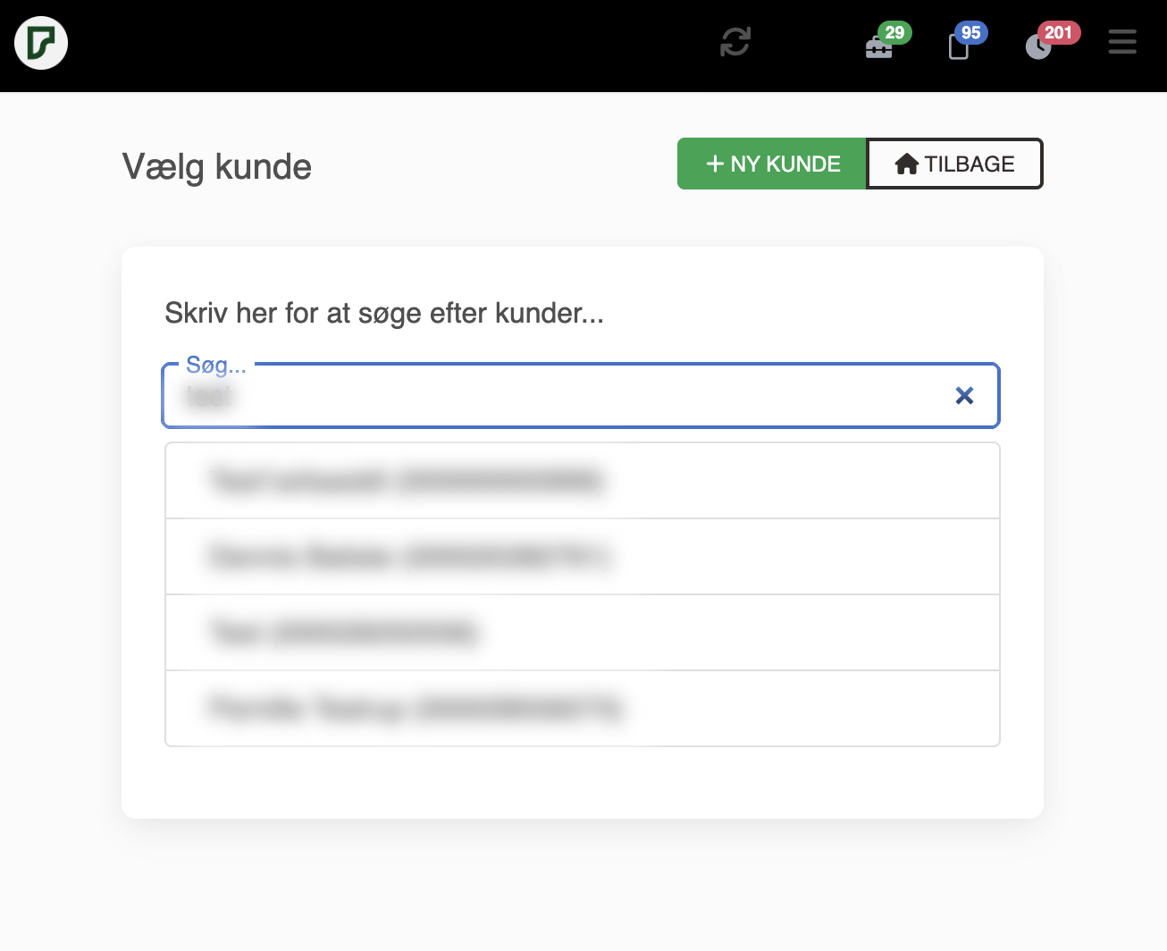 Vælg kunde inden oprettelse af ny arbejdsseddel