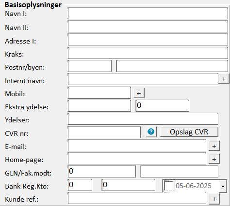 Basisoplysninger til en debitor