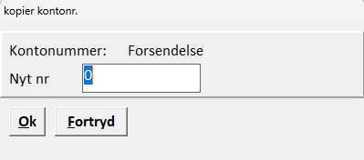 Dialogboks til ændring af kontonummer