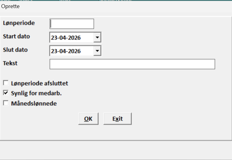 Opret lønperiode